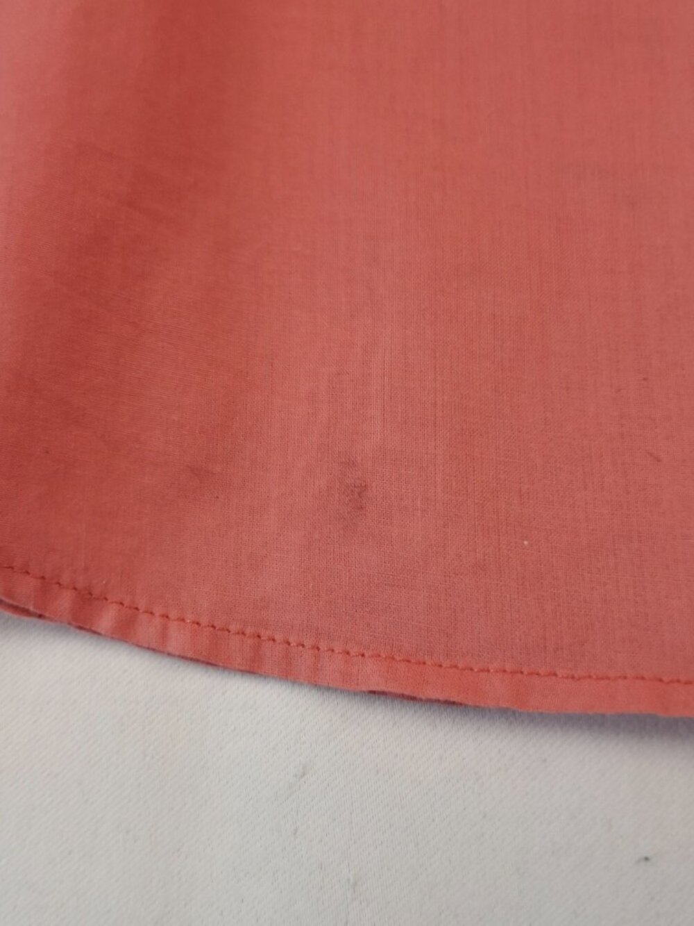 Calvin Klein Sz L Cotton Blouse Coral Orange Capped Sleeve Drawstring Mid Read - Picture 8 of 11